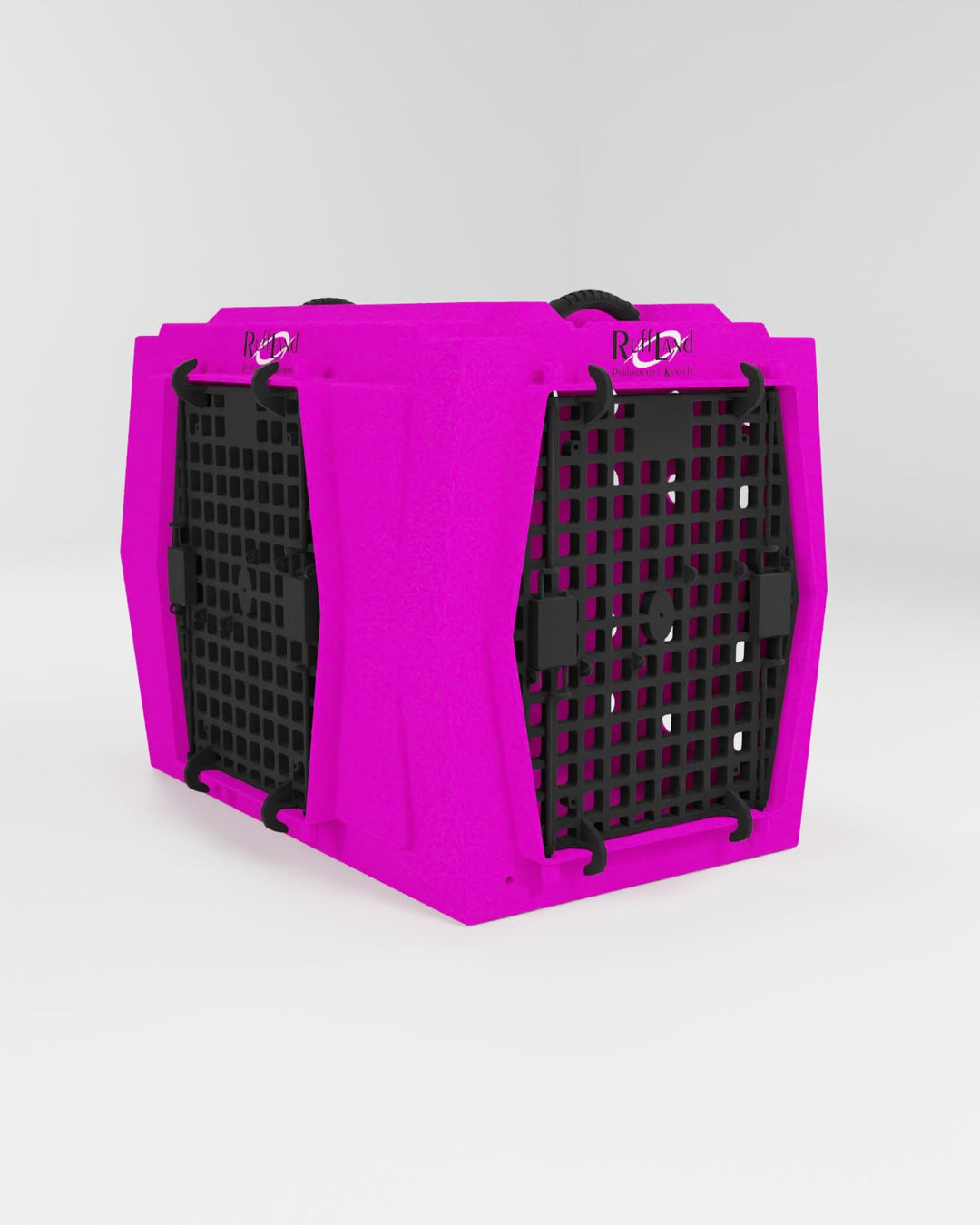 RuffLand Intermediate Kennel - Hot Pink Double Door (Front Left) - Dog crates by Ruff Land Performance Kennels