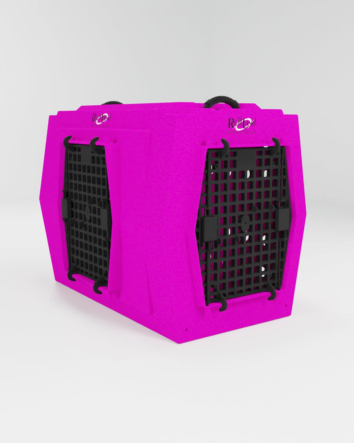 RuffLand Large Kennel - Hot Pink Double Door (Front Left) - Dog crates by Ruff Land Performance Kennels