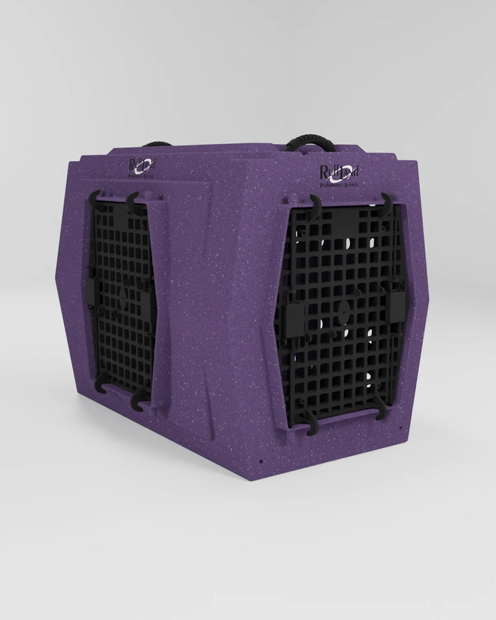 RuffLand Large Kennel - Purple Speckled Double Door (Front Left) - Dog crates by Ruff Land Performance Kennels