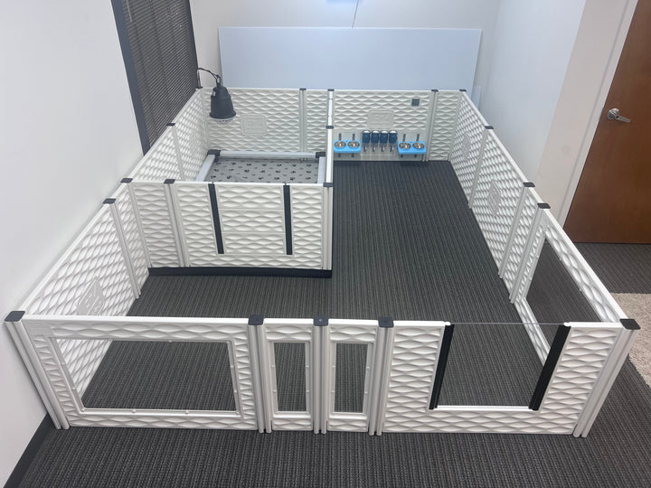 EZclassic Condo - Bundle - 48"x76"28" TALL Box 102"x131" TALL Condo Two Pads - Whelping Box by EZwhelp