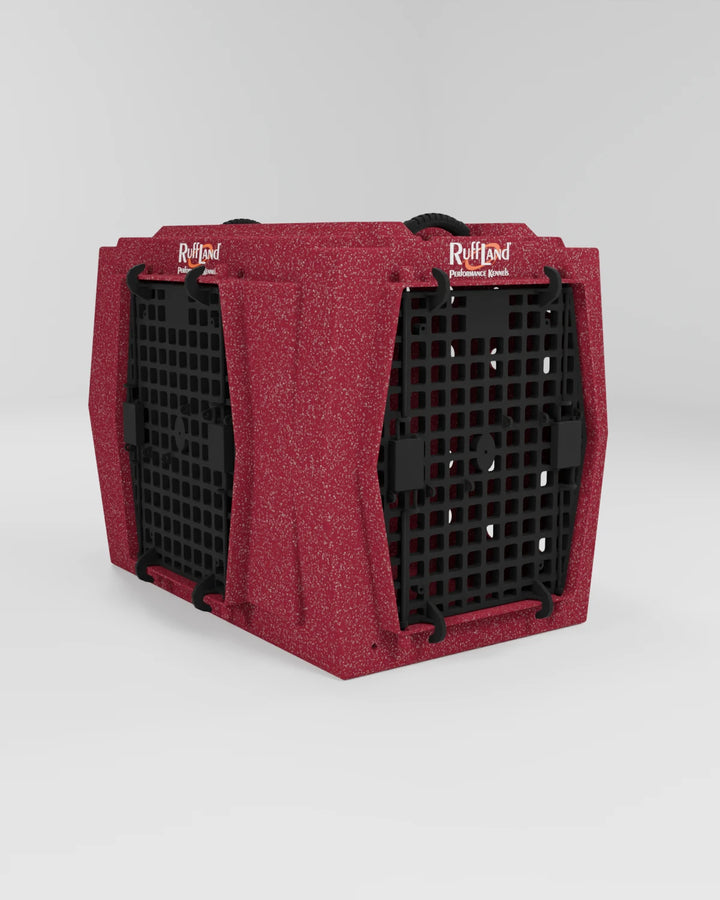 RuffLand Intermediate Kennel - Patriotic Red Double Door (Front Left) - Dog crates by Ruff Land Performance Kennels