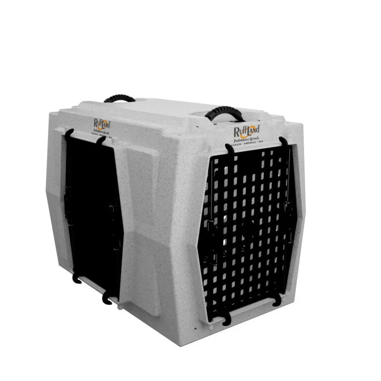 RuffLand Intermediate Kennel - Whitestone 2.0 Double Door (Front Left) - Dog crates by Ruff Land Performance Kennels