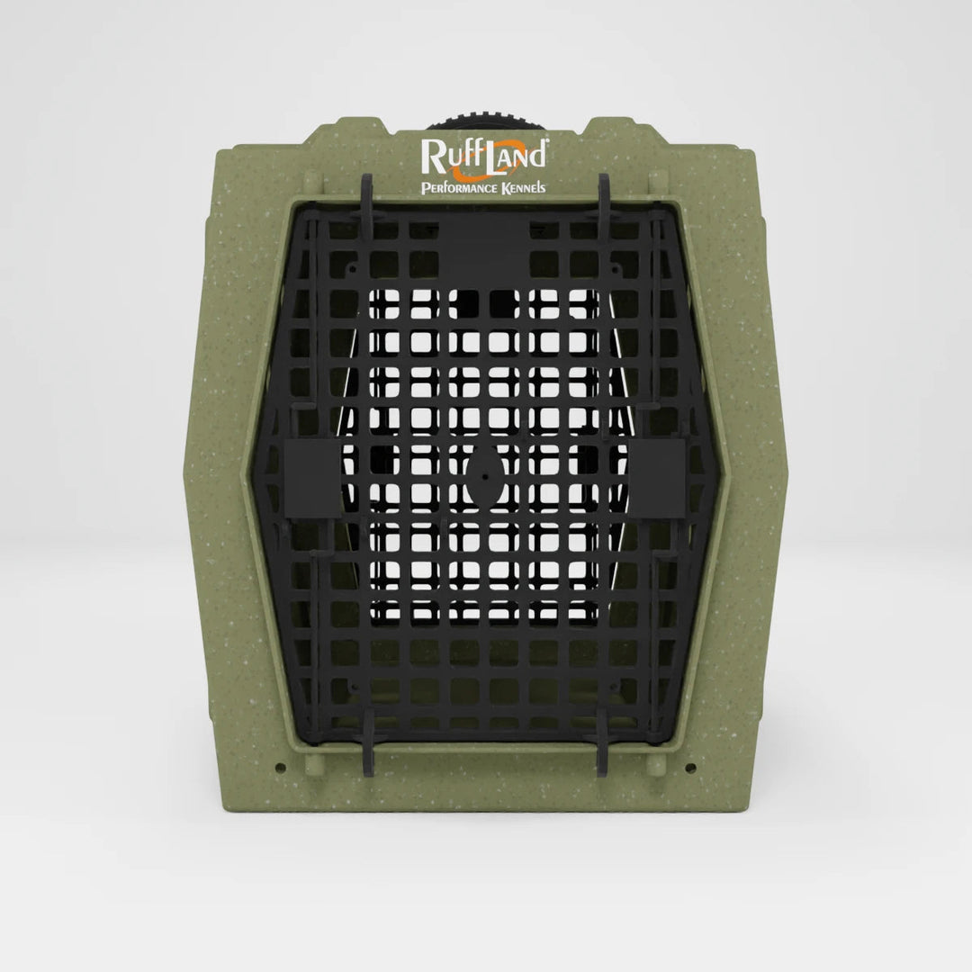 RuffLand Intermediate Kennel - Olive Drab Double Door (Front Back) - Dog crates by Ruff Land Performance Kennels