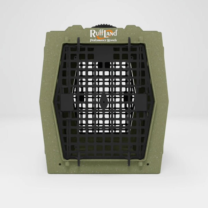 RuffLand Intermediate Kennel - Olive Drab Double Door (Front Back) - Dog crates by Ruff Land Performance Kennels