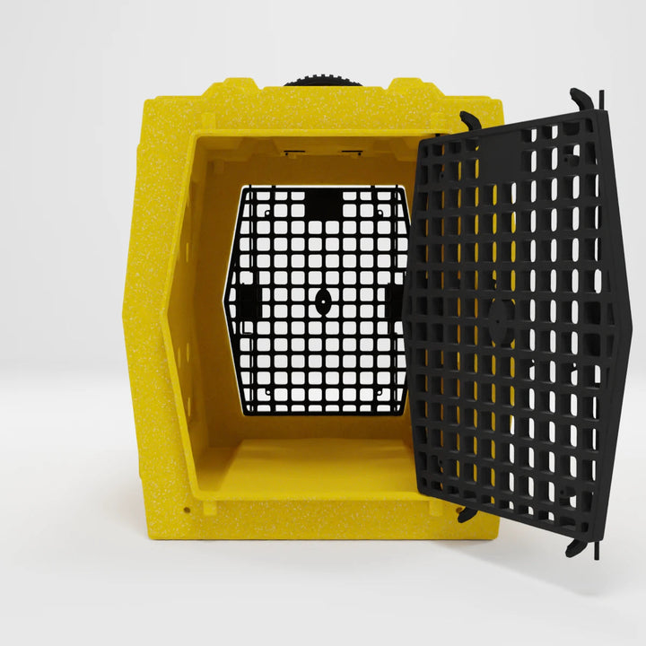 RuffLand Intermediate Kennel - Sunflower Yellow Double Door (Front Back) - Dog crates by Ruff Land Performance Kennels