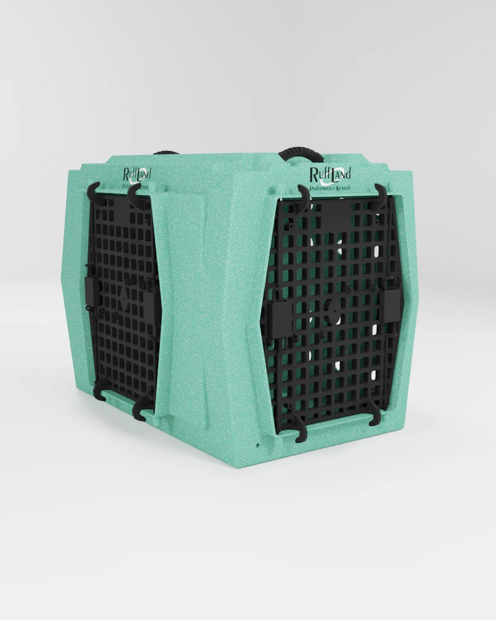RuffLand Intermediate Kennel - Mint Double Door (Front Left) - Dog crates by Ruff Land Performance Kennels