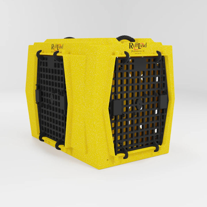 RuffLand Intermediate Kennel - Sunflower Yellow Double Door (Front Left) - Dog crates by Ruff Land Performance Kennels