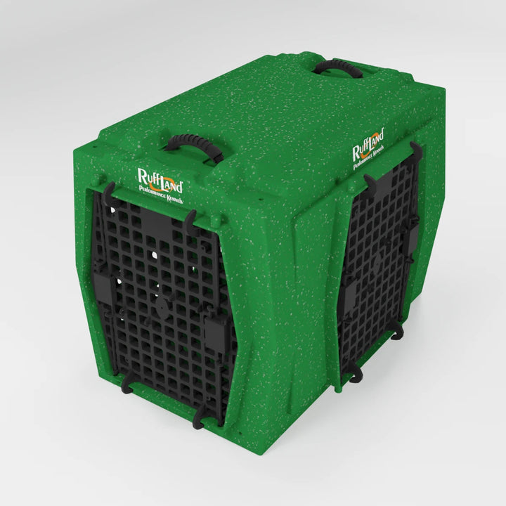 RuffLand Intermediate Kennel - GoGreen Double Door (Front Right) - Dog crates by Ruff Land Performance Kennels