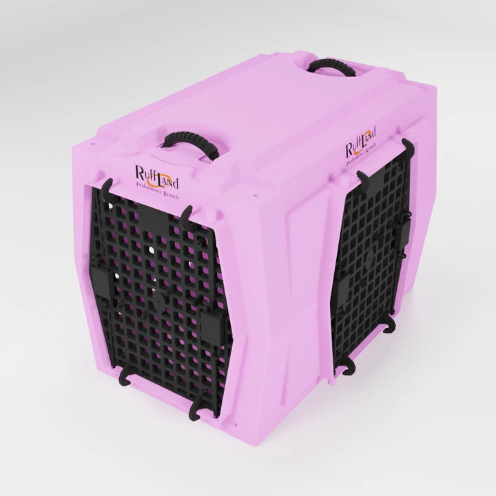 RuffLand Intermediate Kennel - Light Pink Double Door (Front Right) - Dog crates by Ruff Land Performance Kennels
