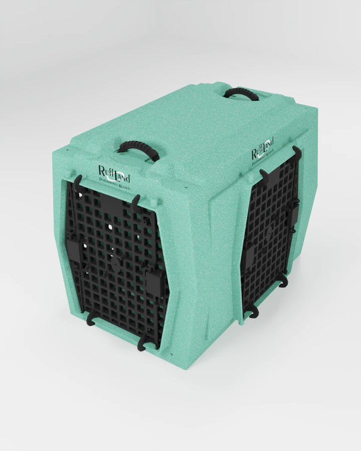 RuffLand Intermediate Kennel - Mint Double Door (Front Right) - Dog crates by Ruff Land Performance Kennels
