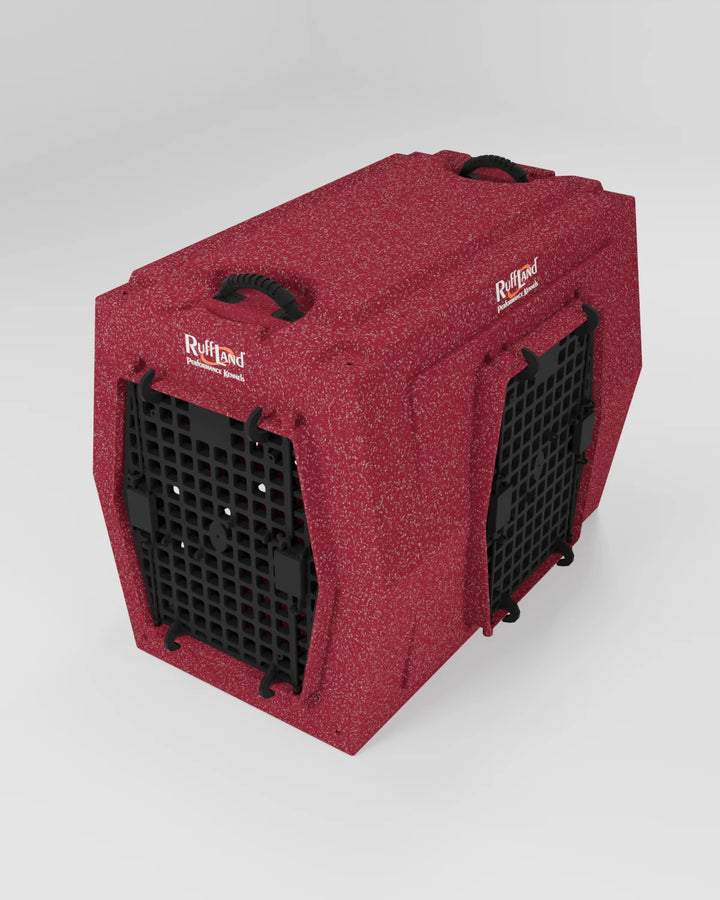 RuffLand Large Kennel - Patriotic Red Double Door (Front Right) - Dog crates by Ruff Land Performance Kennels