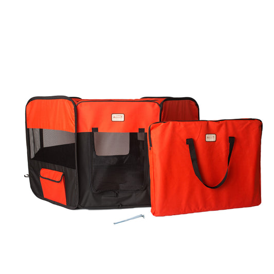 Armarkat Portable Pet Playpen - Black/Red - - Pet pen by Armarkat
