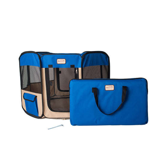 Armarkat Portable Pet Playpen - Blue/Beige - - Pet pen by Armarkat