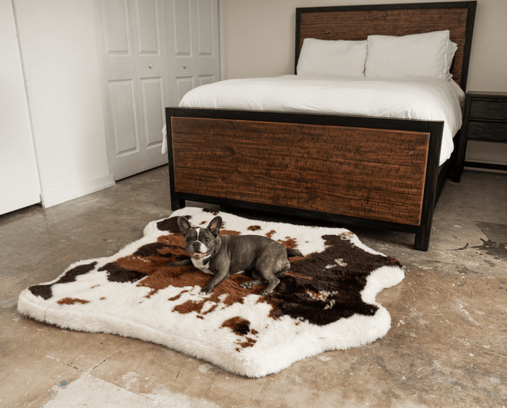 PupRug® Animal Print Memory Foam Dog Bed - Brown Faux Cowhide - - Dog Beds by Paw.com