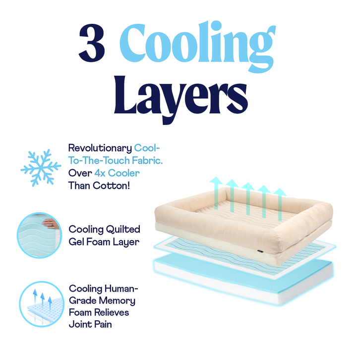 PupChill™ Cooling 4-Bolster Dog Bed - Arctic Sand - - Dog Beds by Paw.com