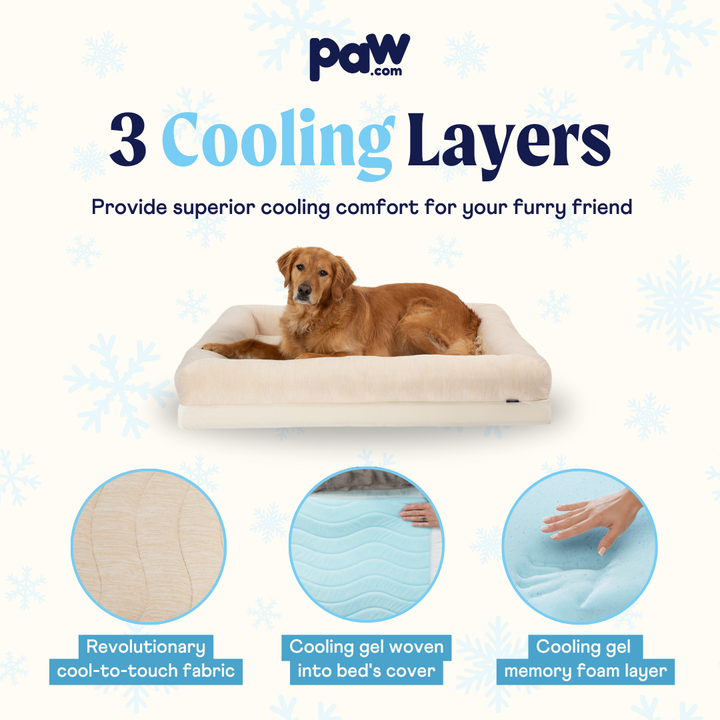 PupChill™ Cooling 4-Bolster Dog Bed - Arctic Sand - - Dog Beds by Paw.com