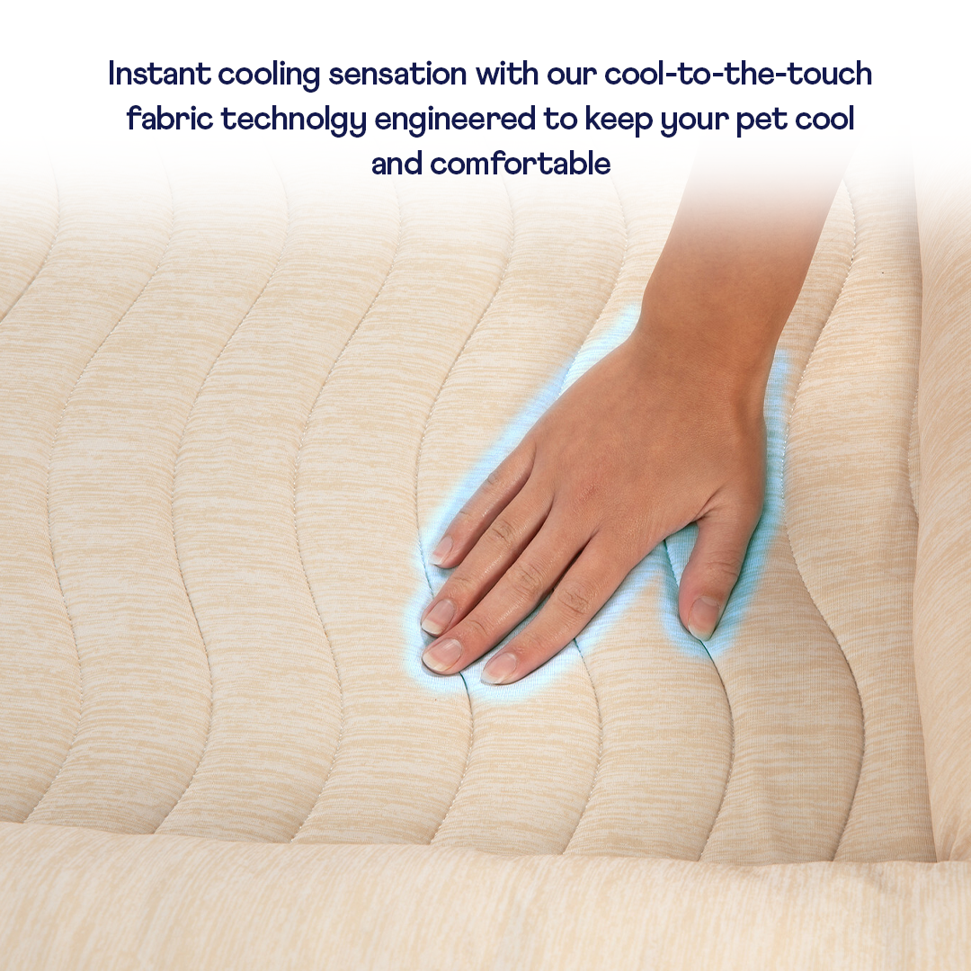PupChill™ Cooling 4-Bolster Dog Bed - Arctic Sand - - Dog Beds by Paw.com