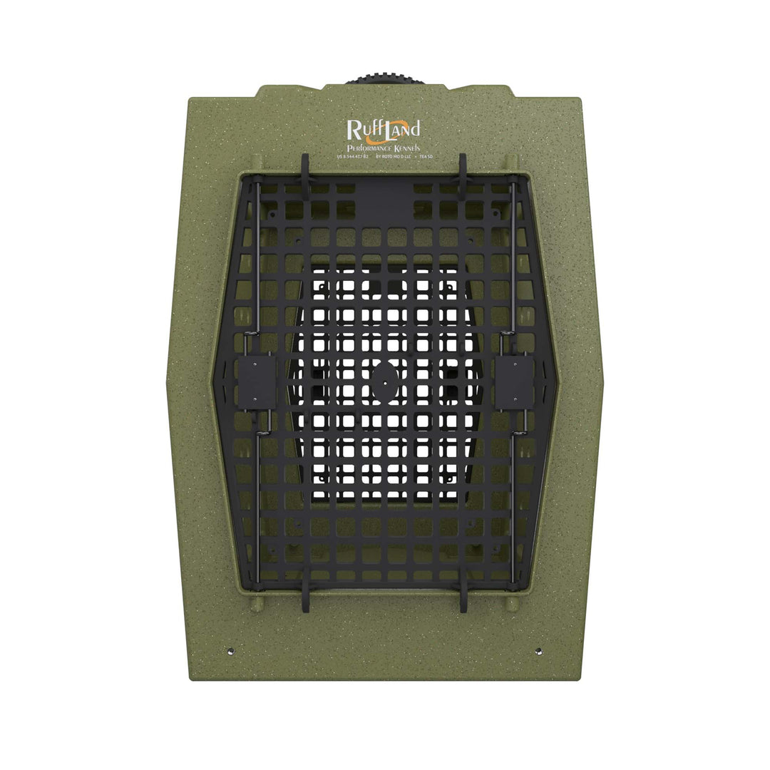 RuffLand X-Large Kennel - Olive Drab Double Door (Front Back) - Dog crates by Ruff Land Performance Kennels