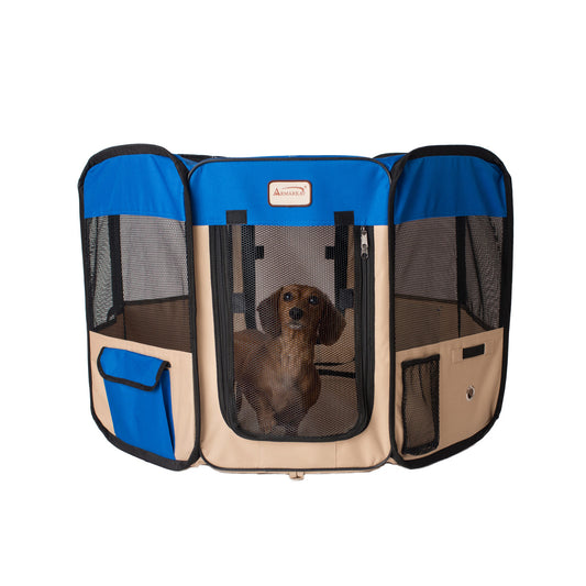 Armarkat Portable Pet Playpen - Blue/Beige - - Pet pen by Armarkat