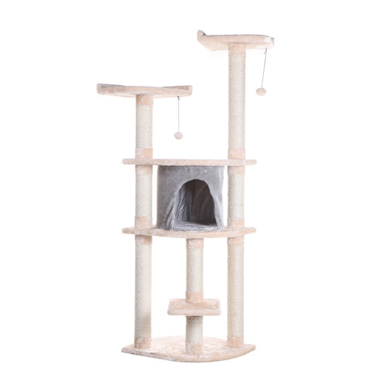 Armarkat 64" Real Wood Cat Tree with Sisal Scratch Post and Soft-side Playhouse - - Cat Tree by Armarkat
