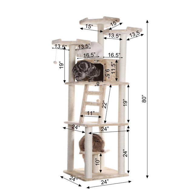 Armarkat 80" Multi-Function Real Wood Cat Tower with Spacious Condo - - Cat Tree by Armarkat