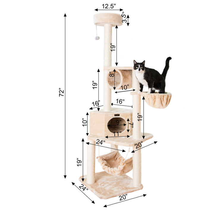 Armarkat 72" Real Wood Cat Tower with Lounge Basket - - Cat Tree by Armarkat