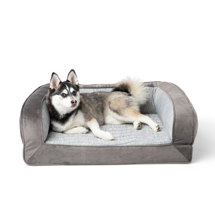 PupChill™ Cooling Bolster Dog Bed + Waterproof Blanket Bundle - Arctic Grey - - by Paw.com