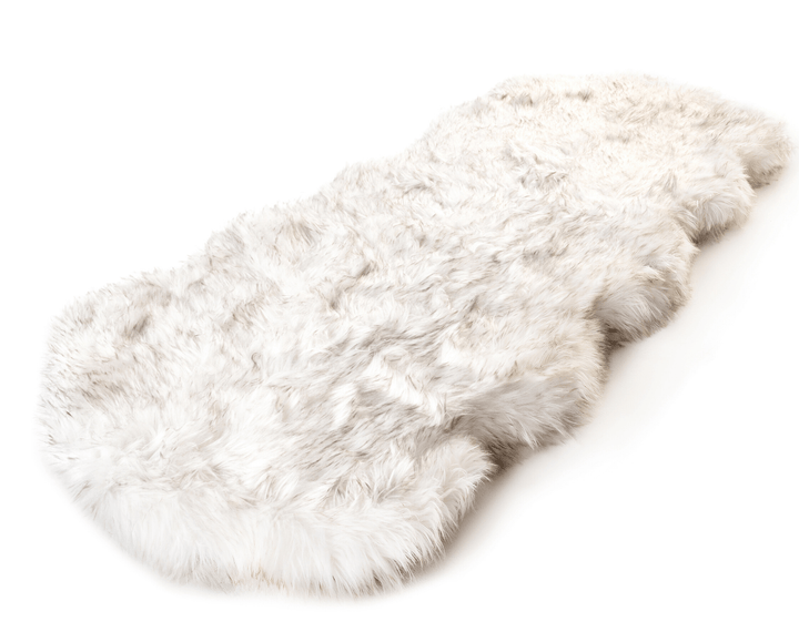 PupRug® Runner Faux Fur Memory Foam Dog Bed - Curve White with Brown Accents - - Dog Beds by Paw.com