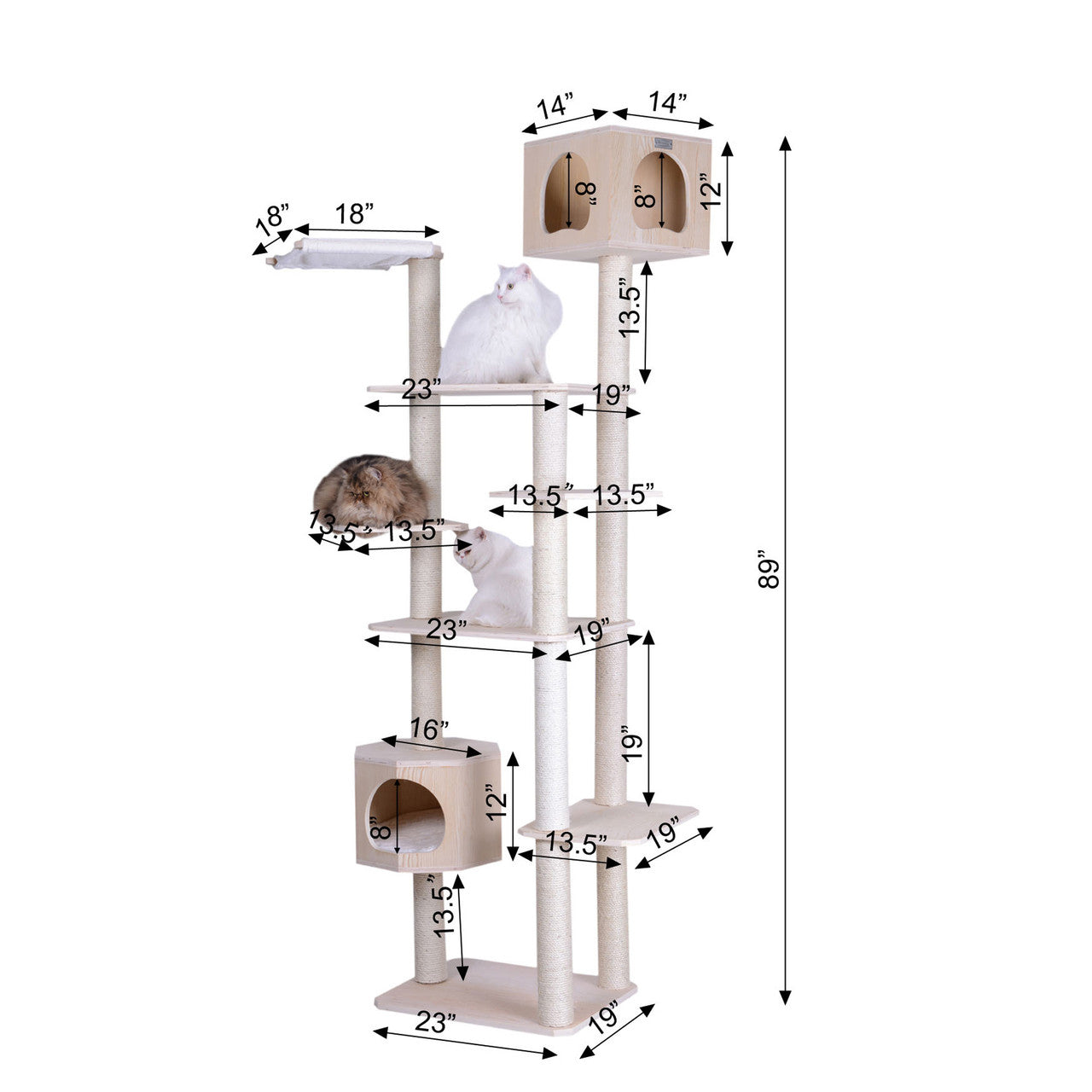 Armarkat 89" 7-Level Cat Tree with Two Playhouses - - Cat Tree by Armarkat