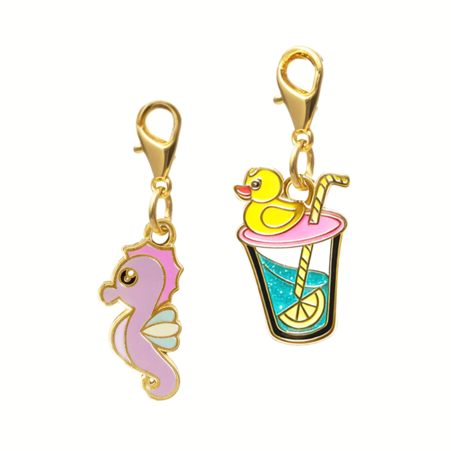Summer Drink & Seahorse Pet Charm Set
