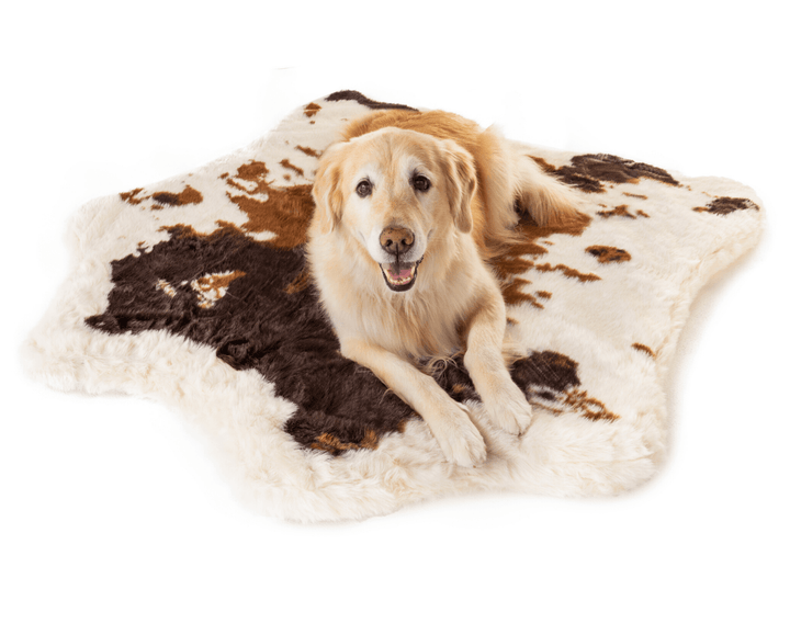PupRug® Animal Print Memory Foam Dog Bed - Brown Faux Cowhide - - Dog Beds by Paw.com