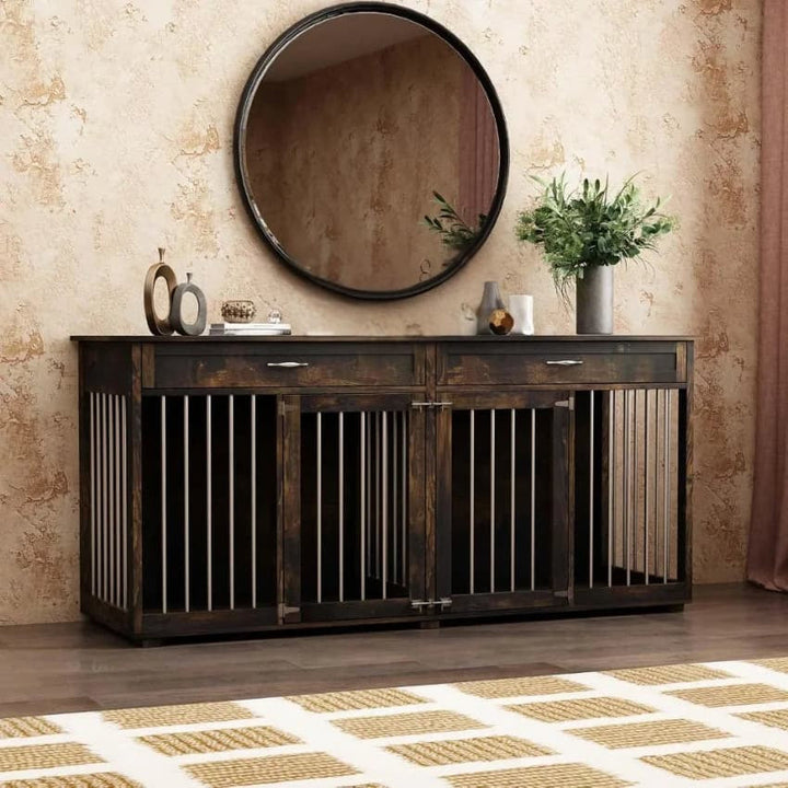 OnePaw VESTA Double Dog Furniture Crate with Drawers - - Furniture Crate by OnePaw Dog Company