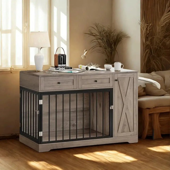 OnePaw SELENE Wooden Dog Crate with Storage - - Furniture Crate by OnePaw Dog Company