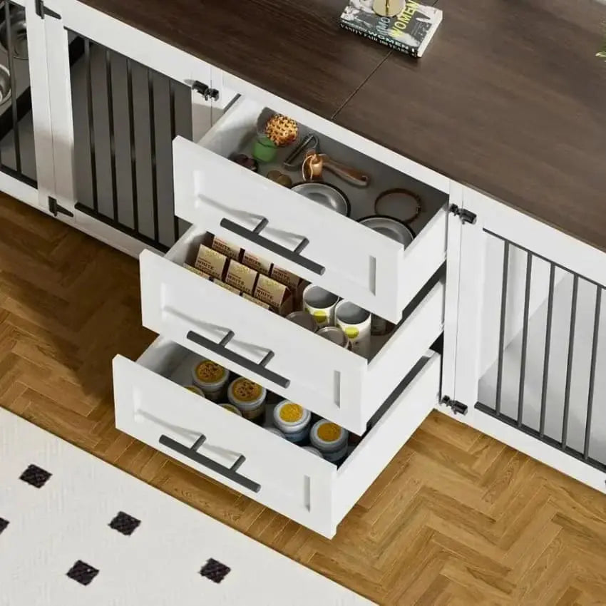 OnePaw ATHENA Large Double Dog Crate with Storage - - Furniture Crate by OnePaw Dog Company