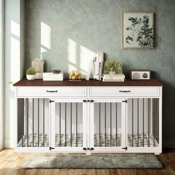 OnePaw VESTA Double Dog Furniture Crate with Drawers - - Furniture Crate by OnePaw Dog Company