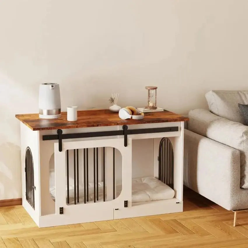 OnePaw MAIA Farmhouse Wooden Dog Crate with Barn Door - - Furniture Crate by OnePaw Dog Company