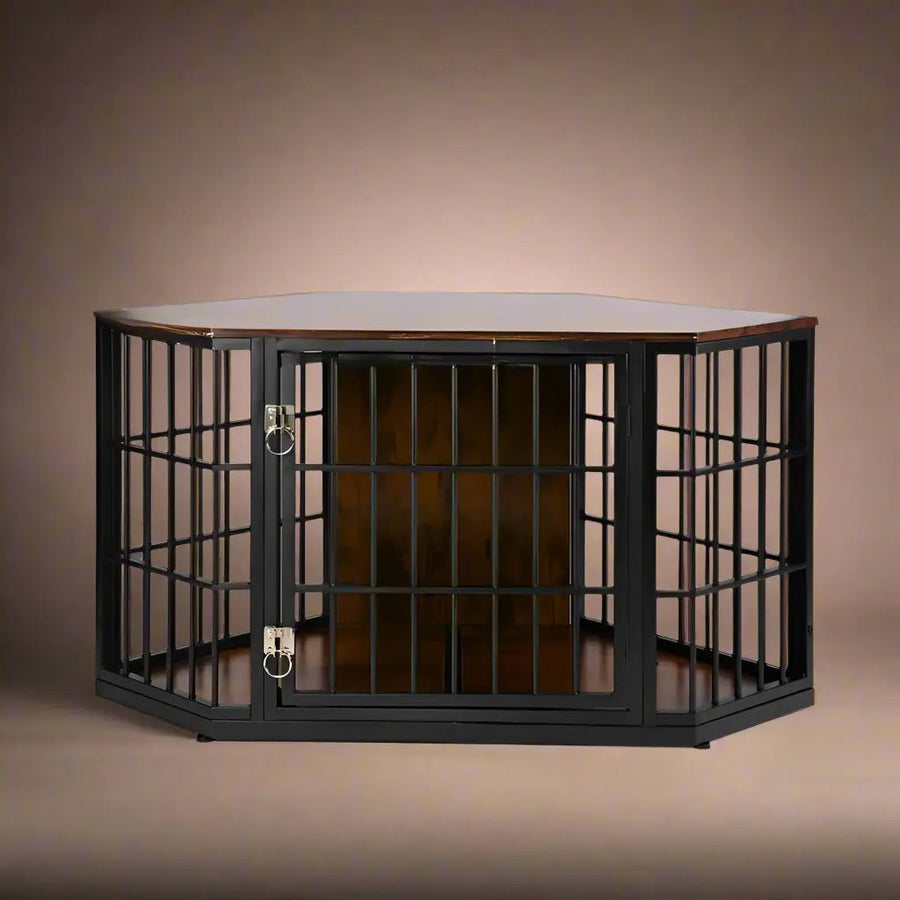 OnePaw EIRENE Corner Wooden Dog Crate for Medium Breeds - - Furniture Crate by OnePaw Dog Company
