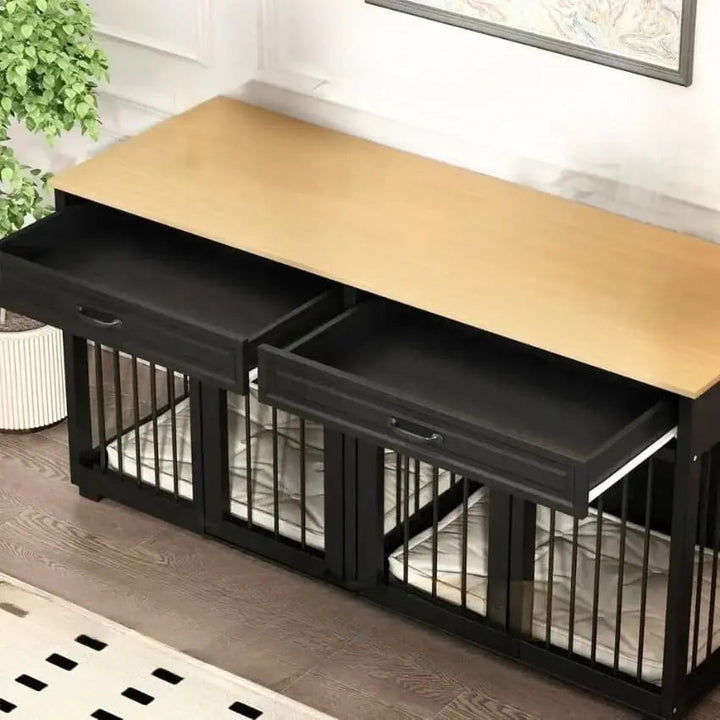 OnePaw VESTA Double Dog Furniture Crate with Drawers - - Furniture Crate by OnePaw Dog Company