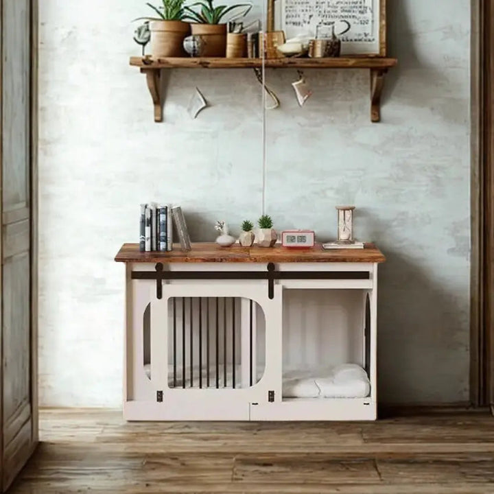 OnePaw MAIA Farmhouse Wooden Dog Crate with Barn Door - - Furniture Crate by OnePaw Dog Company