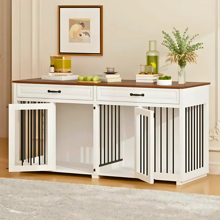 OnePaw VESTA Double Dog Furniture Crate with Drawers - - Furniture Crate by OnePaw Dog Company