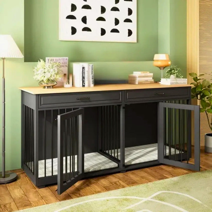 OnePaw VESTA Double Dog Furniture Crate with Drawers - - Furniture Crate by OnePaw Dog Company
