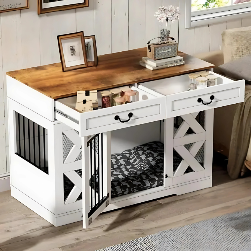 OnePaw HERA Large Dog Crate with Storage Drawers - - Furniture Crate by OnePaw Dog Company