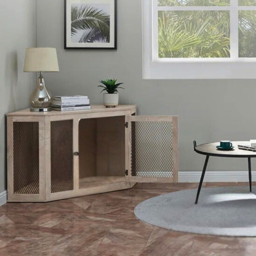 OnePaw KAIROS Corner Wooden Dog Crate - - Furniture Crate by OnePaw Dog Company