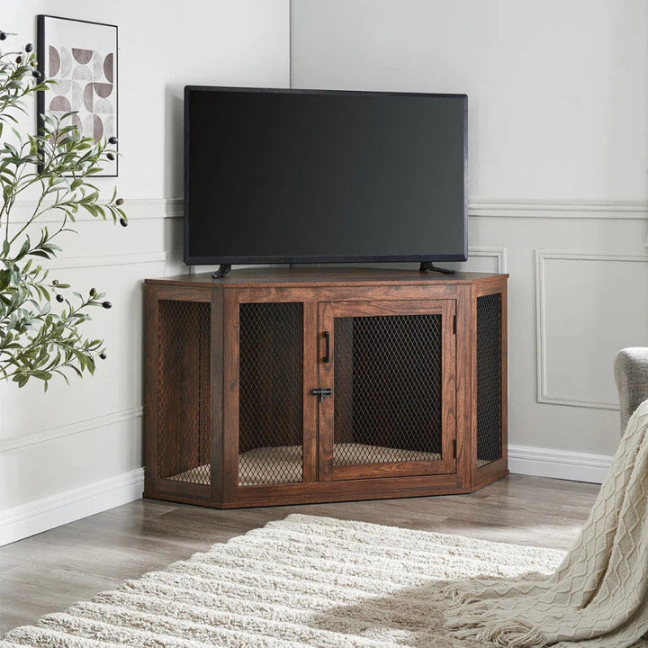 OnePaw KAIROS Corner Wooden Dog Crate - - Furniture Crate by OnePaw Dog Company