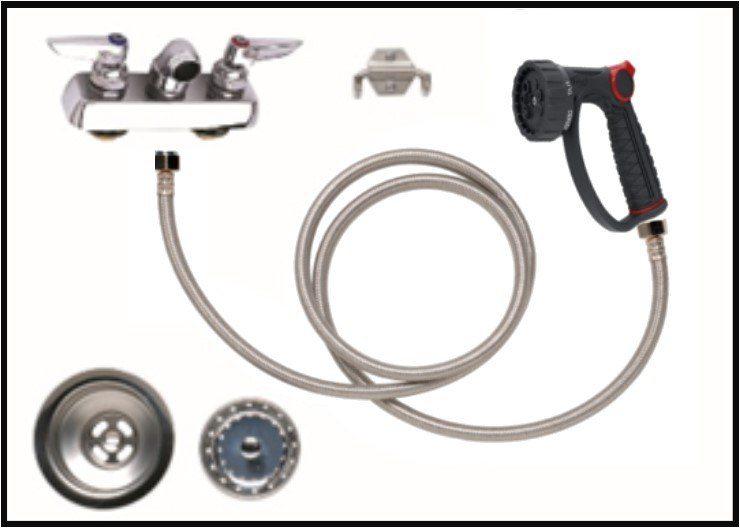 Petlift Faucet Package - 4" Centers Faucet, Hose, Sprayer, Drain & Strainer - - Tub Faucet by Petlift