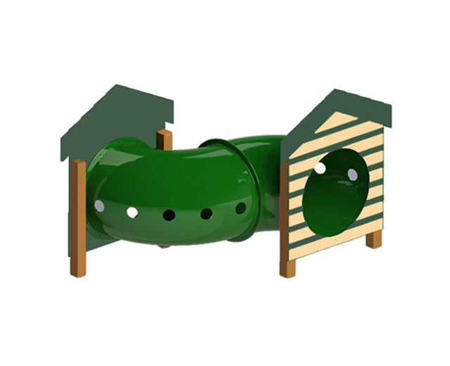 BarkPark Recycled Curved Tunnel W/Dog House - - by BarkPark