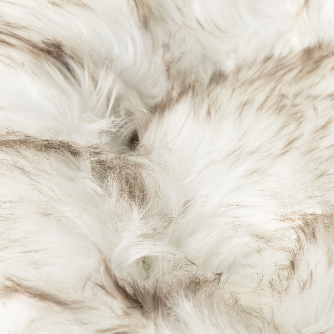 PupPouf™ Faux Fur Donut Dog Bed - White with Brown Accents - - Dog Beds by Paw.com