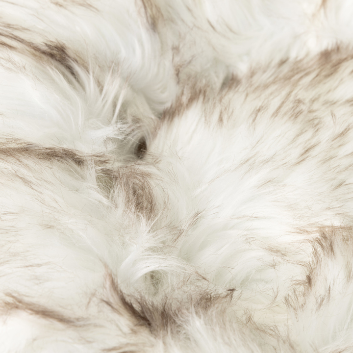 PupPouf™ Faux Fur Donut Dog Bed - White with Brown Accents - - Dog Beds by Paw.com