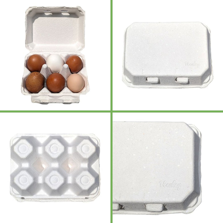 Half Dozen Egg Cartons - Henlay Blank Flat Top, Six Pack, 2 colors, 20 or 100 - White Egg Cartons 20 Cartons - Egg Cartons by My Pet Chicken