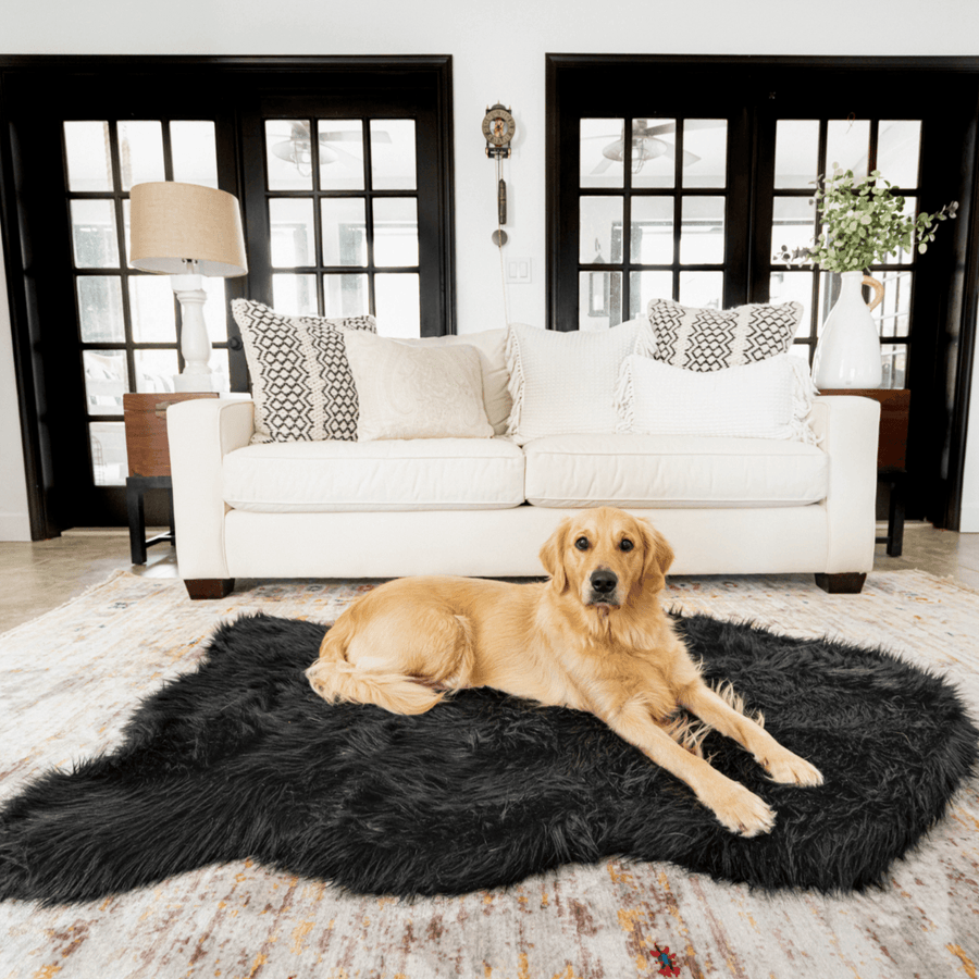 PupRug by Paw.com® Faux Fur Orthopedic Dog Bed - Curve Midnight Black - - Dog Beds by Paw.com
